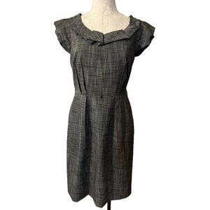 Antonio Melani Dress Black Gray 8 Short Sleeve Sheath Neck Accent Career Church